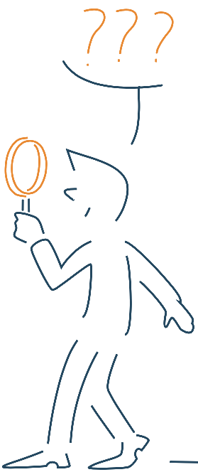 Illustration : un personnage examine l'entreprise à la loupe